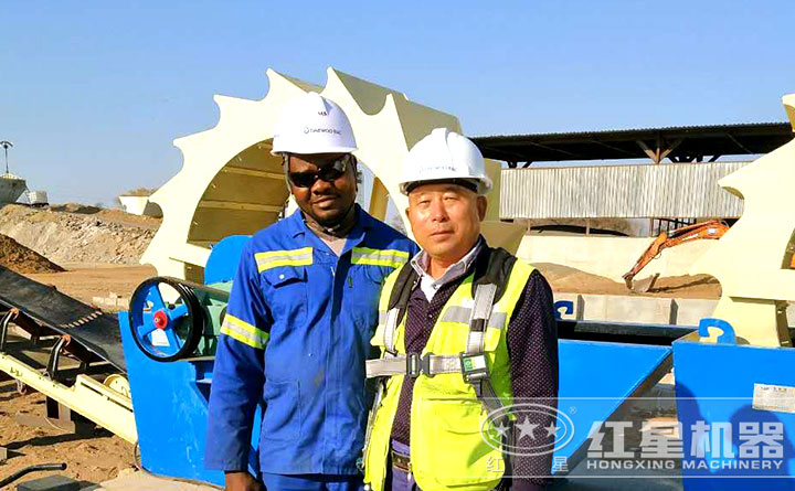 廠家對洗砂機安裝、調試現場